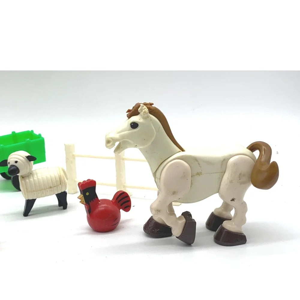 Vintage 1979 Fisher Price Little People Farm Toy Lot Cowboy Horse Wagon Fence